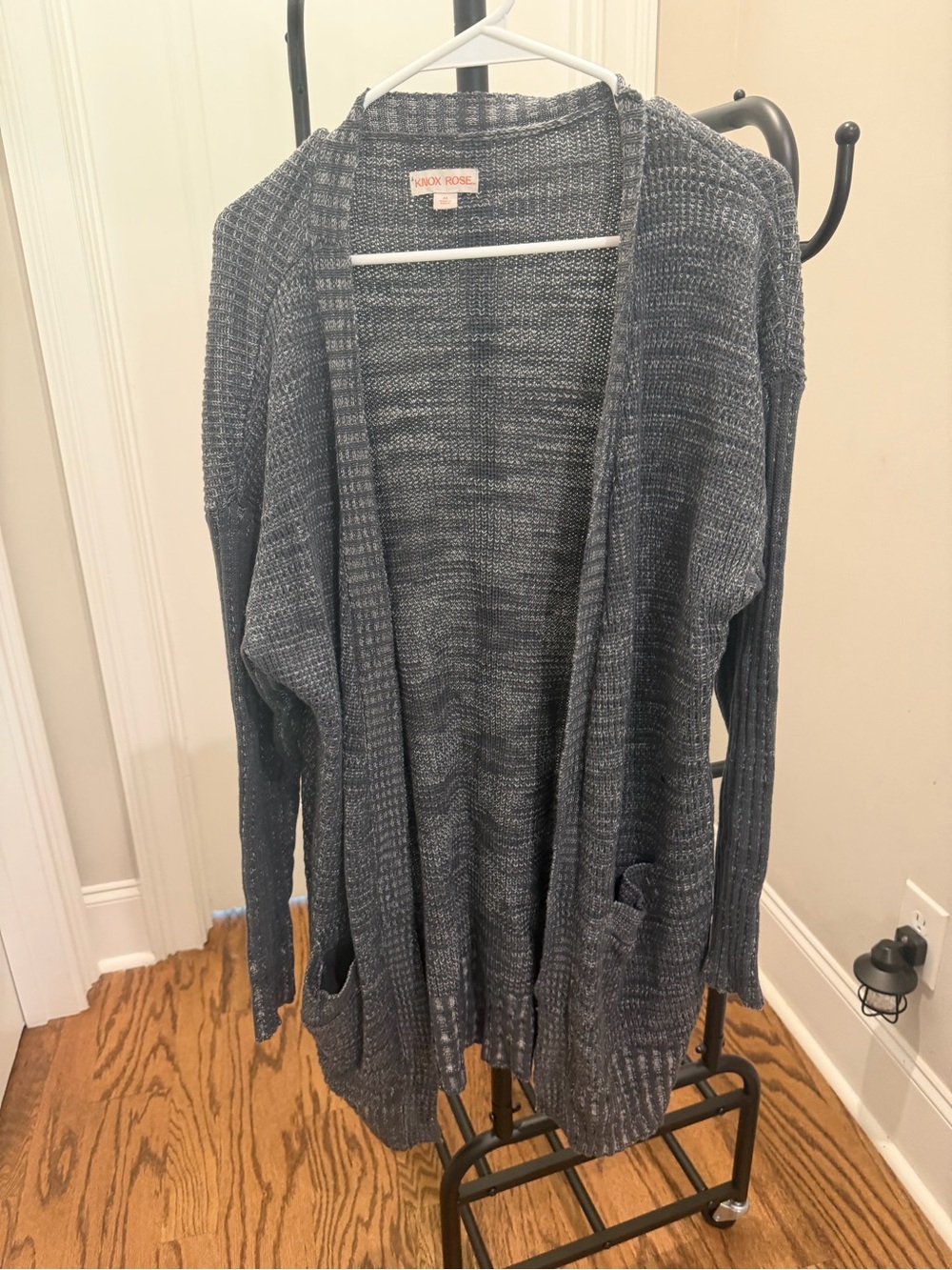 Knox Rose Heathered Gray Open Cardigan with Pockets